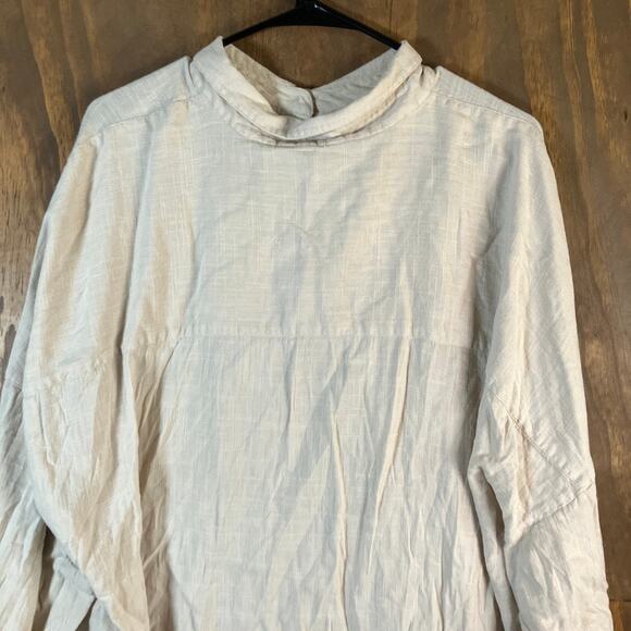 Express Womens Shirt Tan Collared Button Down Long Sleeve Loose Fit XL - Picture 11 of 12